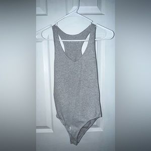 Grey V-Neck Tank Bodysuit